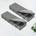 thumbnail image 2 of 2pcs Grey Non-woven Storage Bag Under Bed Clothing Container Case Sundries Holder Foldable Organizer with Transparent Window, 2 of 7