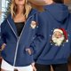 thumbnail image 2 of WILLBEST Sudadera para Mujer, Estilo Navideño, con Cremallera, Manga Larga, Bolsillo, Cordón Ajustable y Capucha XXX-Grande, 2 of 8