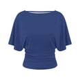 thumbnail image 5 of RUTAYY Women's T-Shirt Elegant Solid Color Batwing Short Sleeve Crew Neck Tee Shirts Casual Everyday Wear Vacation Travel Tees, 5 of 5