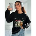 thumbnail image 4 of PYL Women's Christmas Tops Long Sleeve Round Neck Floral Print XS-L Graphic Tee Blouses Tops, 4 of 6