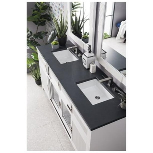 James Martin Furniture 516 V72 Bw 3csp 72 In Brisbane Bright White Double Bathroom Vanity With 3 Cm Charcoal Soapstone Quartz Top Sink Walmart Com Walmart Com