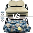 thumbnail image 6 of COEQINE Universal Golf Cart Seat Towel Blanket with 4 Front Pockets & Convenient Fold-Away Design, Fits for EZGO, Yamaha, Club Car and More 2 Person Seats, Blue Golf Monstera Palm Leaf, 6 of 8