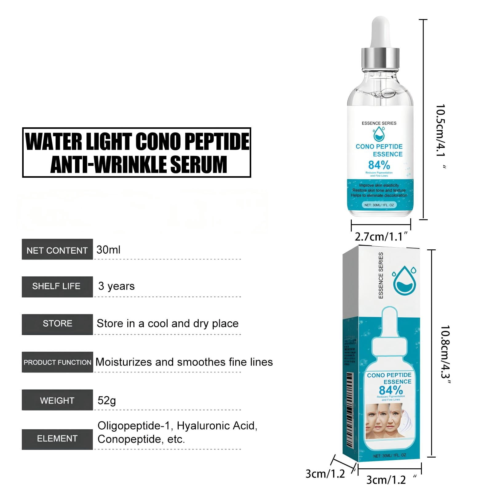 Alvantor Face Serum with Oligopeptide-1 Hyaluronic Acid for Hydrating Firming Fine Lines, 1fl.oz