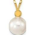 thumbnail image 4 of 14K Yellow Gold 8-9mm Round White Saltwater Akoya Cultured Pearl Diamond Pendant Made In Canada xf477, 4 of 5