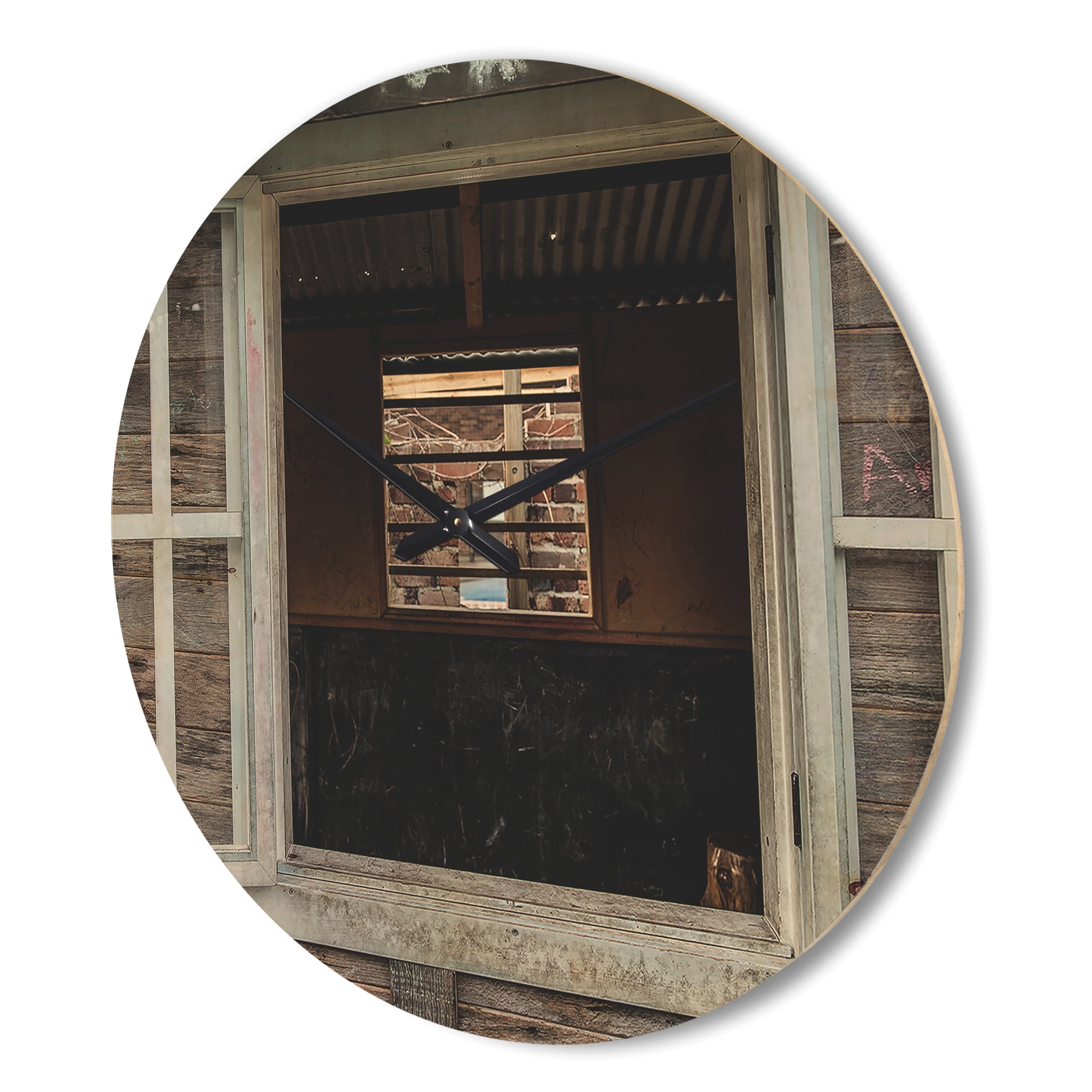 Designart 'Wooden Windows and Walls' Farmhouse Wood Wall Clock