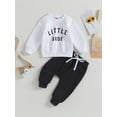 thumbnail image 3 of Infant Baby Boy Clothes 6M 12M 18M 24M 3Y Sweatshirt Outfit Long Sleeve Letter Pullover Tops Toddler Boys Fall Winter Pants Set, 3 of 9