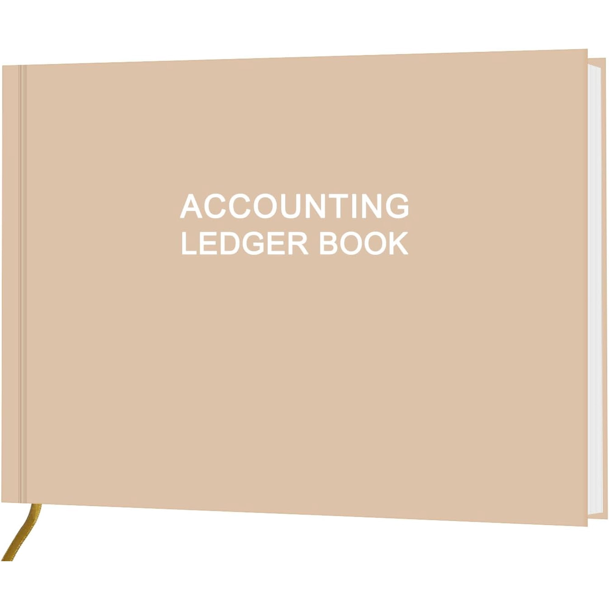 Accounting Ledger Book - Ledger Book for Small Businesses Bookkeeping & Personal Use, Expense Tracker Notebook for Tracking Money, Expenses, Deposits & Balance, 7" x 10", Beige