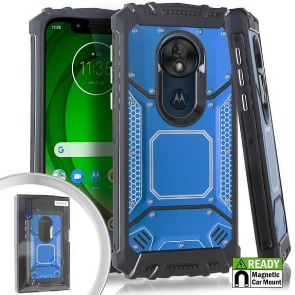 GSA Screw Metal Jacket Case for Motorola Moto G7 Play, XT1952 - Blue/Black