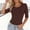 Coffee, variant on Duojiaj Short Sleeve T Shirts Solid Color Slim Fit Basic Top Comfortable Soft Stretch Daily Casual Tee Shirt For For Layering And Everyday Wear Womens T Shirts