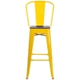 thumbnail image 4 of Merrick Lane Yellow Metal Bar Stool with Curved Slatted Back and Wood Seat (Set of 1), 4 of 6