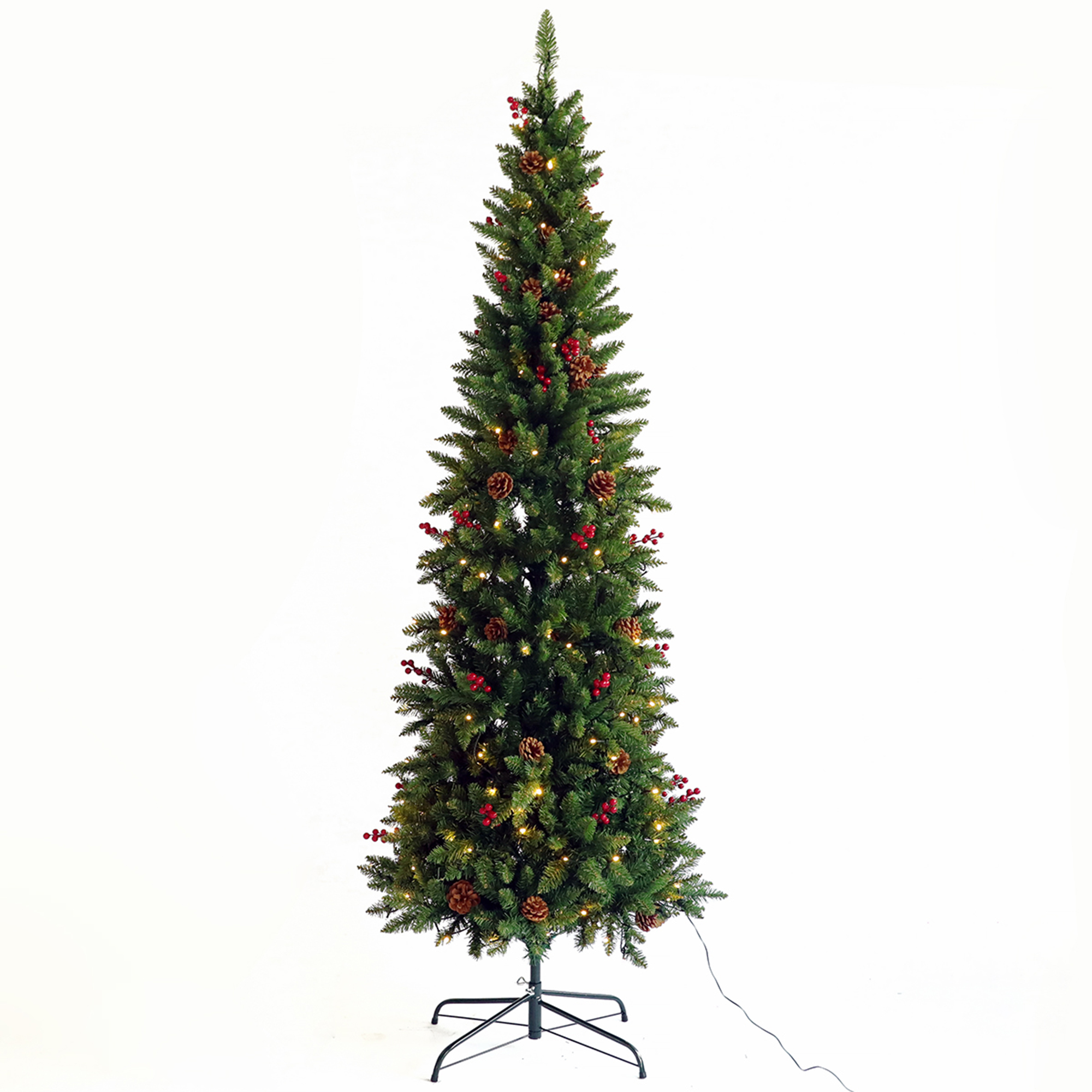 Docooler Prelit Slim Christmas Tree Pencil 'Feel Real' Skinny