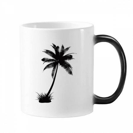 

Coconut Tree Beach Black Outline Changing Color Mug Morphing Heat Sensitive Cup With Handles 350 ml