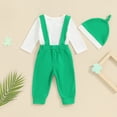 thumbnail image 3 of Bagilaanoe 3Pcs Newborn Baby Boys Overalls Set Letter Long Sleeve Rompers Tops with Bow Tie + Suspender Pants + Hat 3M 6M 12M 18M Infant Holiday Formal Clothes, 3 of 7