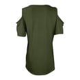 thumbnail image 6 of JGGSPWM Womens Cold Shoulder Solid Blouse Crewneck Short Sleeve Shirts Plus Size Retro Dressy Casual Tunic Tees Army Green S, 6 of 6