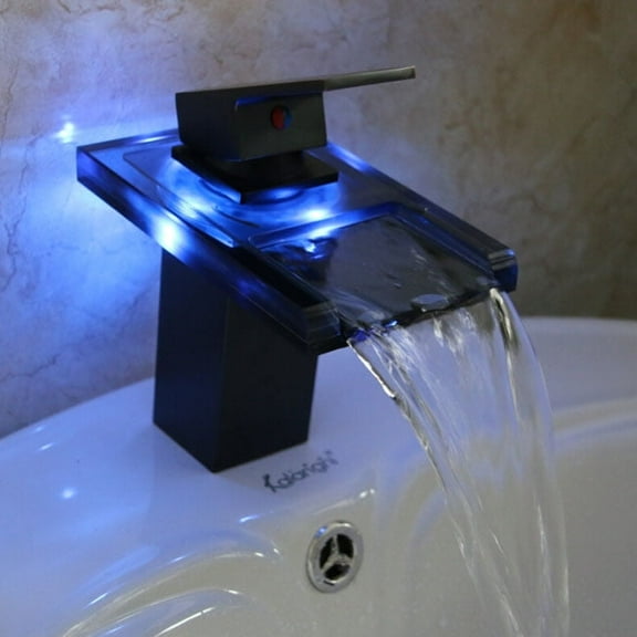 Juno Grenoble 3 LED Color Changing Vanity Sink Waterfall Bathroom Faucet