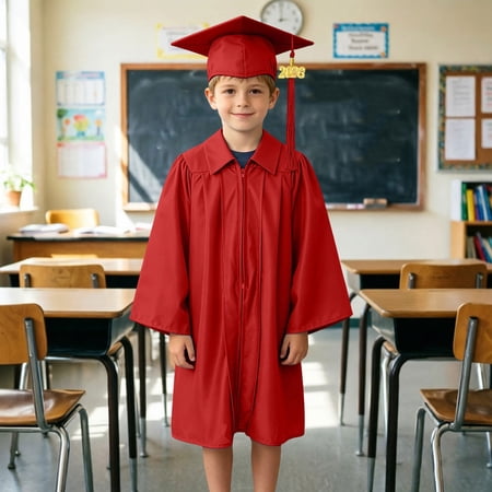 LPKRT 2 Piece Graduation Set Kindergarten Graduation Gown Cap Set With 2026 Tassel Preschool Graduation Clothing Sets For Kids Red 3-4 Years