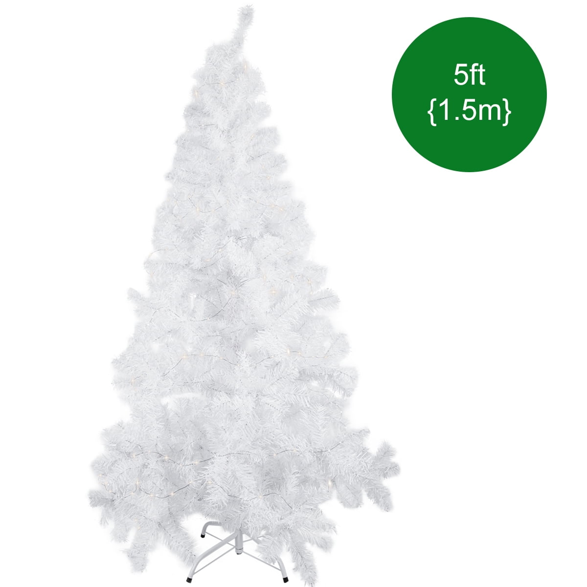 UTEN 5ft Unlit Artificial Christmas Tree Hinged Spruce with Foldable