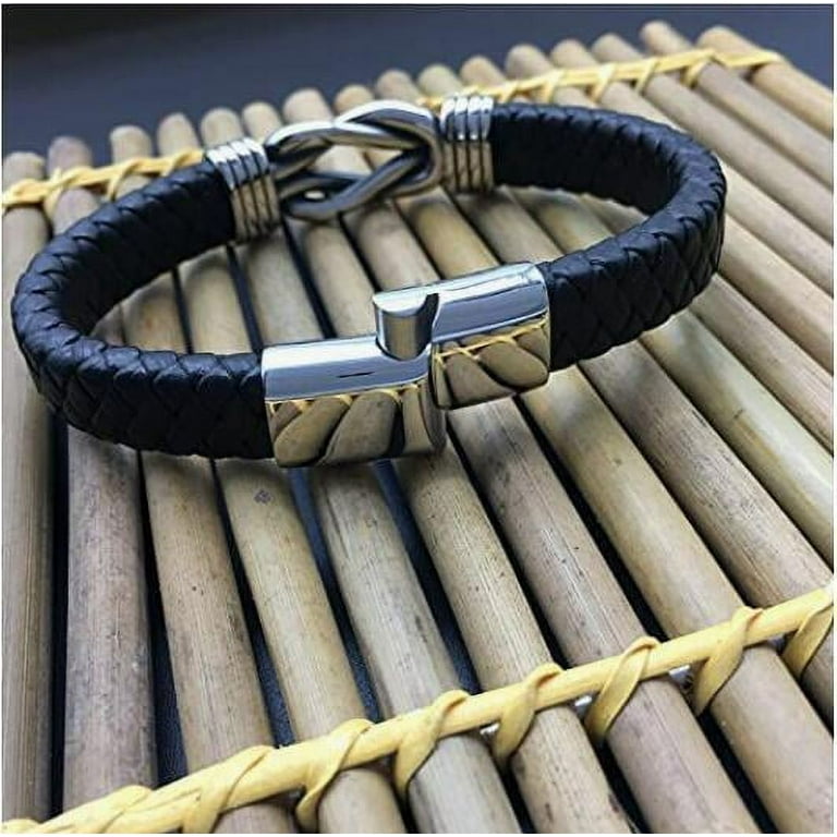 Mother and Son Forever Linked Together Braided Leather Bracelet, Men  Stainless Steel Interlocking Inspirational Wristband, Son Graduation  Birthday