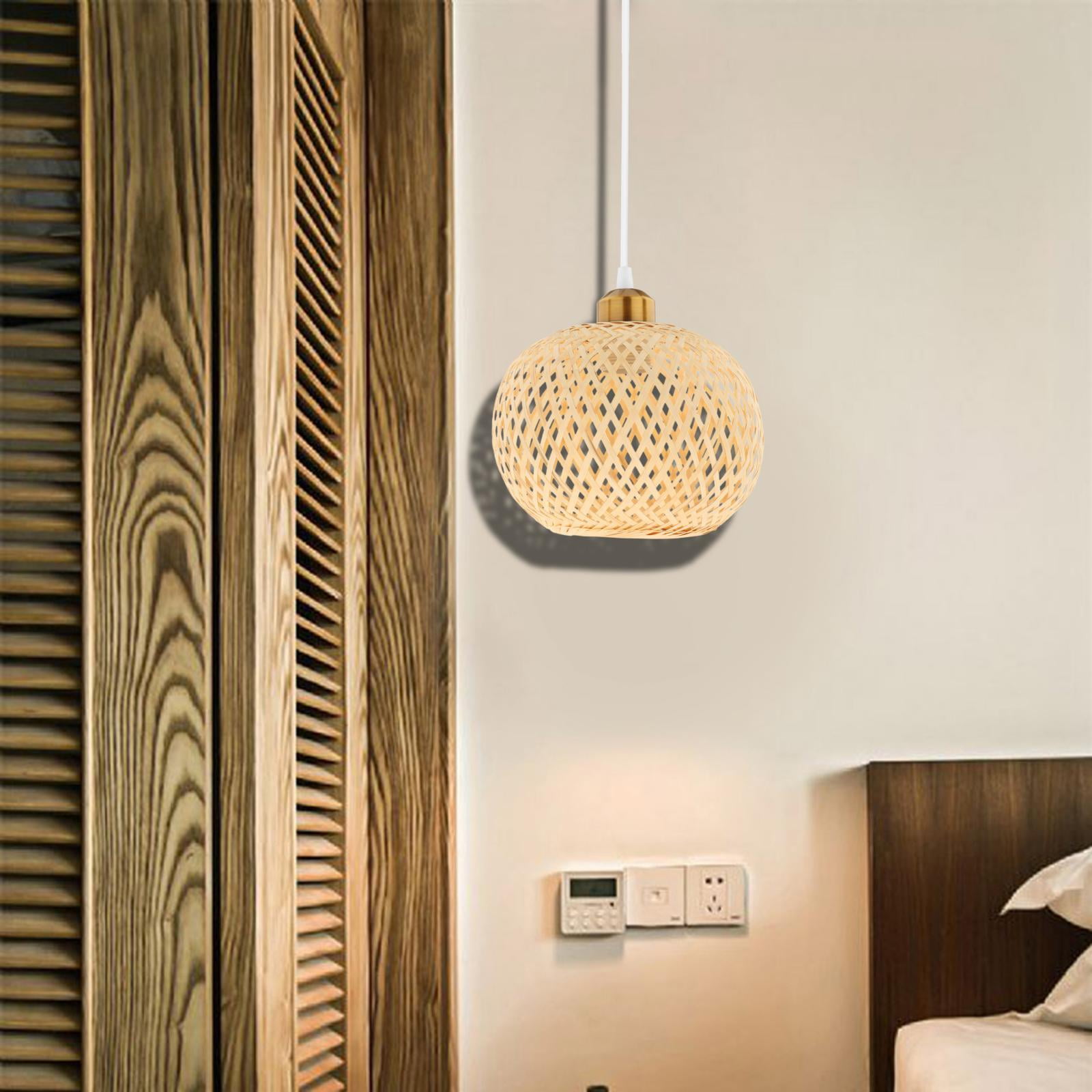 EHJRE Retro Style Bamboo Pendant Lampshade Restaurant Hotel Cafe Bar Bedroom Office Living Room Replacement Hanging Ceiling Chandelier Light Cover Removable