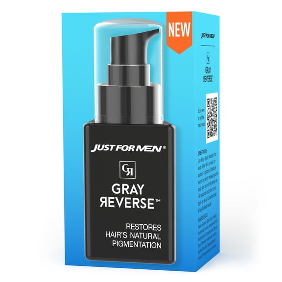 Just for Men Gray Reverse Daily Hair Serum, Gradually Reduces Gray Hair, Easy Dye-Free Serum, Travel Friendly, 1.7oz