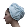thumbnail image 3 of FABBRICA HOME Natural Rayon Made from Bamboo Super Absorbent Quick Dry Spa Bath Wrap Shower Skirt and Hair Drying Turban - 2pc Set (One-Size, Light Blue), 3 of 5