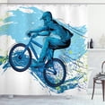 thumbnail image 1 of Ambesonne Sports Shower Curtain, Bicyclist Color Splashes, 69"Wx70"L, Blue Aqua Pale Green, 1 of 3
