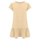 thumbnail image 4 of Vestido de Manga Corta para las Mujeres Moda Color Sólido Plegado Cuello Redondo Vestido, Algodón Poliéster, 4 of 6