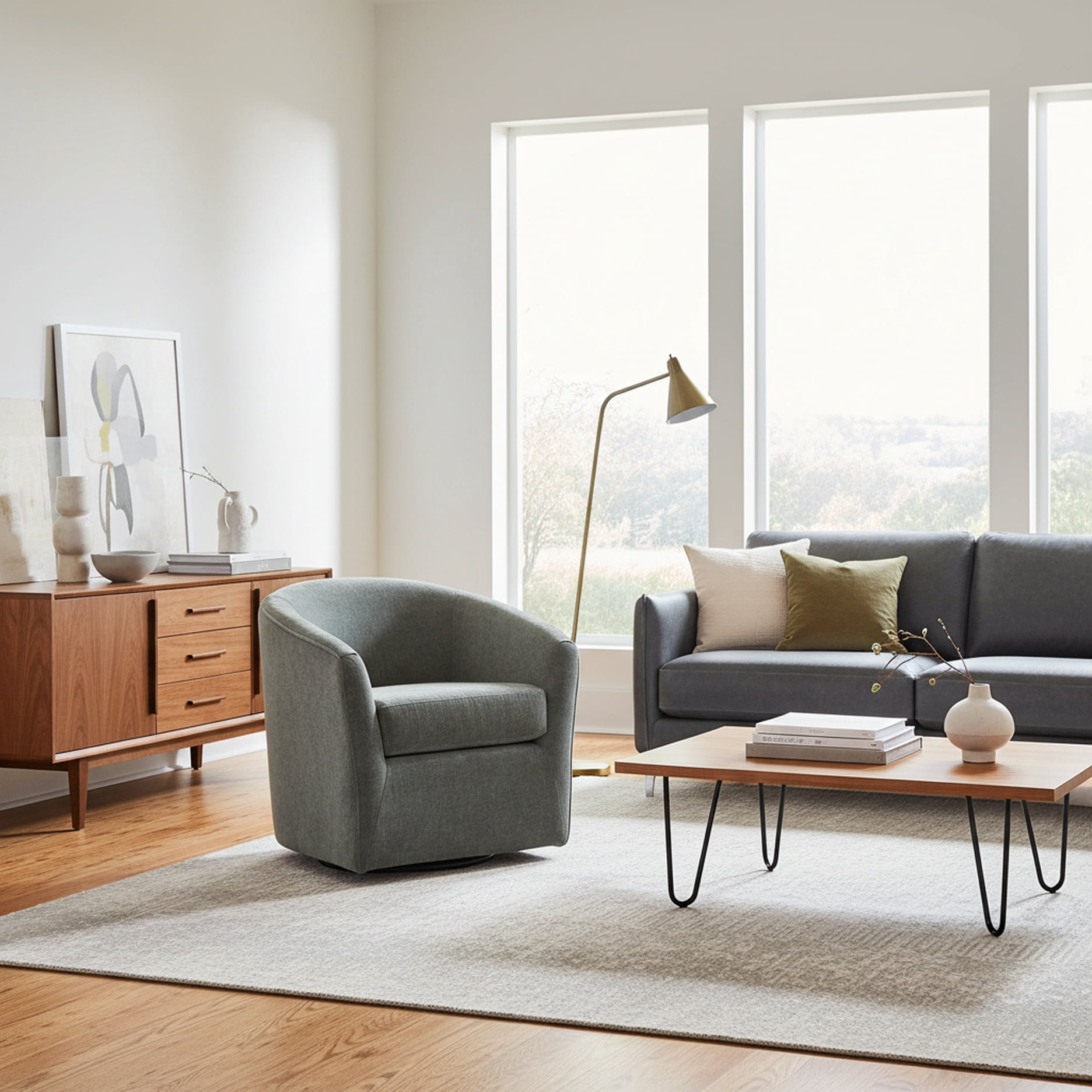 Mainstays Miles Swivel Accent Chair, Saganaga Charcoal