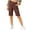 Brown, variant on Girls Chino Shorts High Waist Rolled Hem Casual Summer School Uniform Shorts for Girls