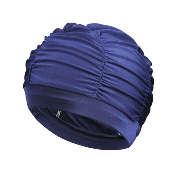 Women Cloth Swim Cap, Breathable Ruffle Swim Cap for Long Hair, Ear Protection Bathing Hat