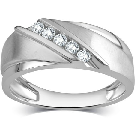1/4 Carat T.W. 10kt White Gold Men's Wedding Band Ring