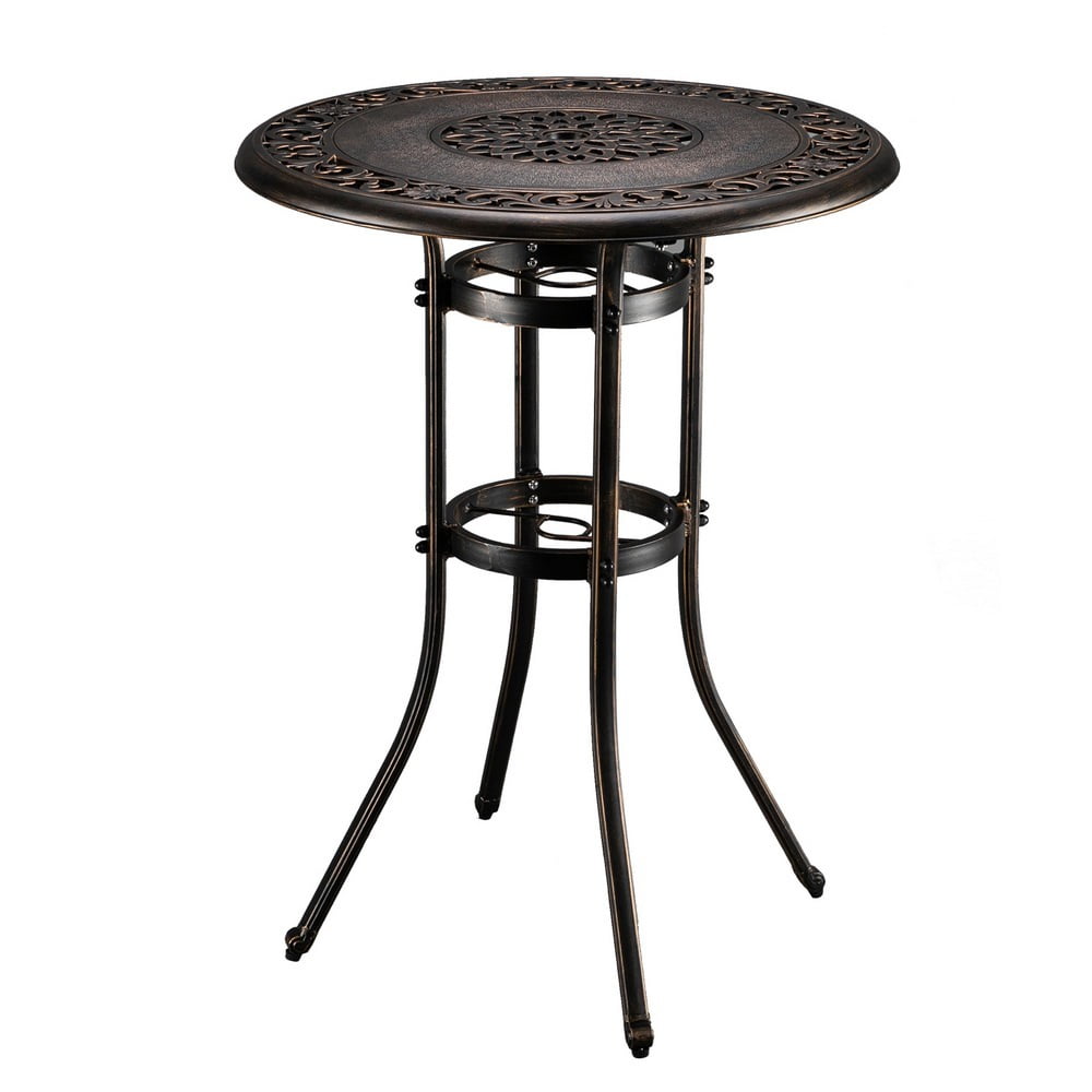 Private Jungle Outdoor Round Patio Dining Table Cast Aluminum Side Table Furniture Stand for Lawn Garden Backyard,Bronze Private Jungle Outdoor Round Patio Dining Table Cast Aluminum Side Table Furniture Stand for Lawn Garden Backyard,Bronze