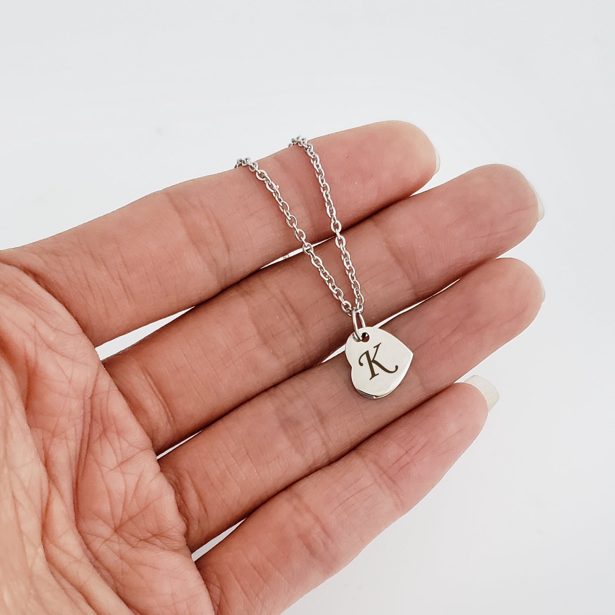 Personalized Mother's Day Gift for Mom Girlfriend Women's Mini Heart Charm Gift for Wife Fiancee Pendant Custom Made Engravable Name Necklace Jewelry Free Gift Box Ship Next Day