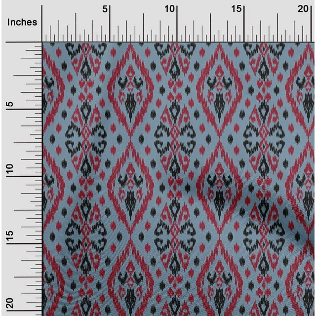 oneOone Cotton Poplin Fabric Geometric Ikat Fabric Prints By Yard 56 Inch Wide