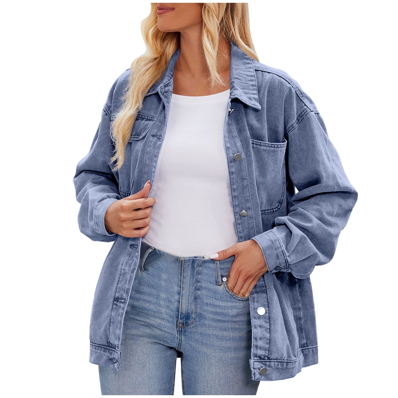 TJAZFJPA Womens Denim Jacket Plus Size Women's Vintage Denim