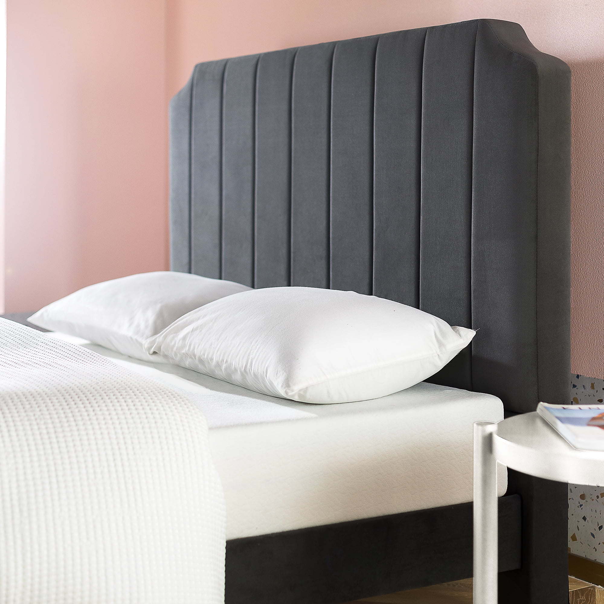 Zinus 51" Charlotte Upholstered Platform Bed Frame Dark Gray, Queen