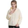 thumbnail image 2 of Vibrex Summer Solid Color Casual Sun Protection Jacket For Boys And Girls Thin Jacket Long-Aleeved Hooded Top Suitable For Travel, Vacation, Summer Outdoor Activities_Beige_14-15 Years, 2 of 8