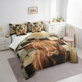 thumbnail image 3 of Castle Fairy Highland Cow 7-Piece Bedding Comforter Set for Teens,Geometric Plaid King Bedding Sets,Animal Print Ultra Soft Bed Sheets,Lightweight Room Decor, 3 of 8