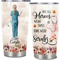 Personalized Tumbler Nurse Week Gifts With Lid Custom Name Insulated Hot Cup Stainless Steel Travel Coffee Mug For Women Girls Birthday Graduation Appreciation Presents