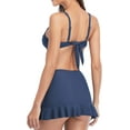 thumbnail image 5 of Women Bandeau Bikini Swimsuits High Waisted Bathing Suits Swim Skirt Two Piece Bikini Solid, 5 of 6