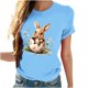 thumbnail image 5 of Tops de Cuello Alto para las Mujeres Amante Impreso Camiseta Cuello Redondo Manga Corta, Poliéster Spandex, 5 of 7