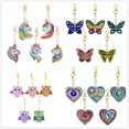thumbnail image 2 of Kit de llavero con pintura de diamante 5d, doble cara, búho de diamante, mariposa de amor, acrílico, 2 of 6