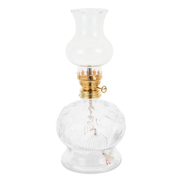 Lámpara de queroseno de vidrio vintage, lámpara retro, lámpara de aceite de vidrio decorativa, faroles de aceite, faro de Buda, iluminación de emergencia para uso interior, decoración de mesa