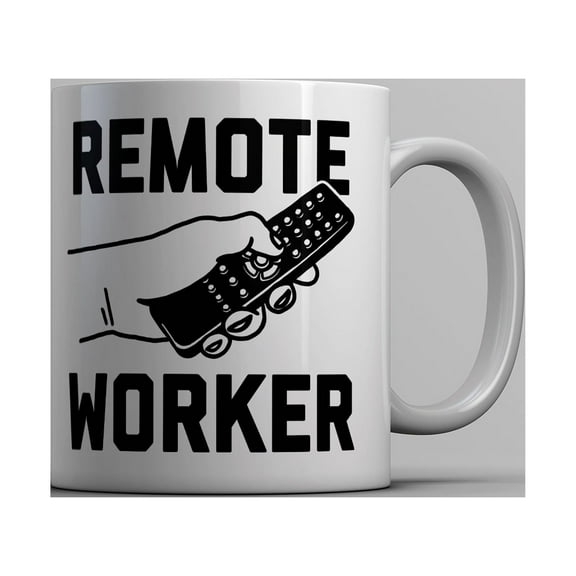 Remote Worker Mug Funny Work From Home TV Remote Joke Novelty Cup