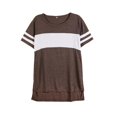 thumbnail image 2 of Women's Solid Color Round Neck Short-sleeved Splicing Shutdown T-shirt Top, 2 of 6