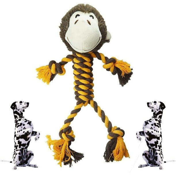 Dog Squeaky Toys, Dog Plush Toy，Rope Dog Toy，Interactive Stuffed Dog