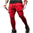 thumbnail image 1 of Pantalones largos para hombre, de color liso, con bolsillo y cordón, informales, juveniles, versátiles, deportivos, de gran tamaño., 1 of 5