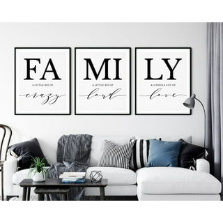 Family Signs Wall Art Set Of 3 Prints A Little Bit Of Crazy Quotes Poster  Canvas Painting For Living Room Above Couch Wall Decor With Inner Frame 