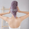 thumbnail image 2 of Microfiber Hair Towel Wrap for Women, Soft Hair Drying Towel with Elastic Band, Fast Drying Hair Turbans for Wet Curly Long Hair, Microfiber Towel for Hair Anti Frizz 39.37" X 23.62" (Purple), 2 of 6