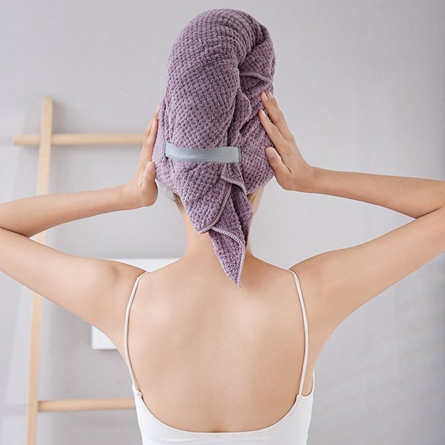 Bovemsi Clearance Hair Towel Hat Absorbing Large Wrap With Elastic Strap Fast Drying Anti Frizz Solid Color Towel Wrap